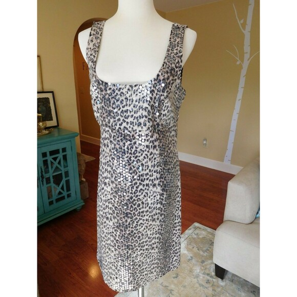 Gorgeous BAILEY 44 Sequined Animal Print Sleeveless Sheath Dress 10 EXCELLENT!!! - Picture 2 of 8
